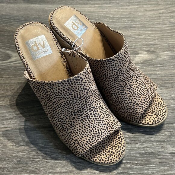 Dolce Vita Berret Mules Size 8.5 Leopard Print Open Toe Block Chunky Heels - Picture 9 of 11